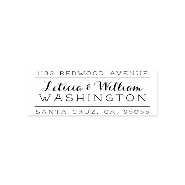 Rustic Hand-Lettered Script Married Couple Address Self-inking Stamp (Design)