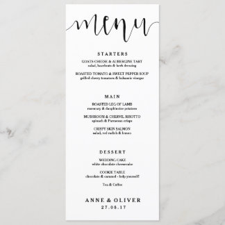 Rustic Hand Lettered Wedding Menu Card