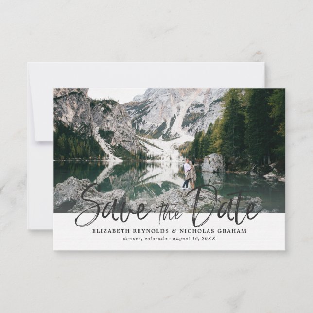 Rustic Hand Lettering Photo Save The Date Response (Front)