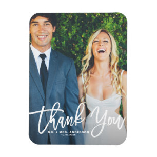 Rustic Hand Lettering Photo Wedding Thank You Magnet