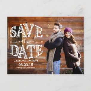 Rustic Hand Lettering Save the Date Postcard