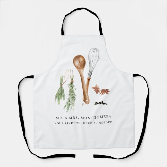 Rustic Hand Painted Country Kitchen Monogram Apron (Front)