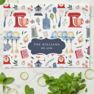 Rustic Hand Painted Country Kitchen Monogram Tea Tea Towel