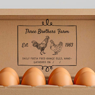 Rustic Hand-written Farm Custom Egg Carton  Rubber Stamp