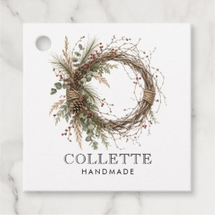 Rustic Handmade Botanical Wreath Template Favour Tags