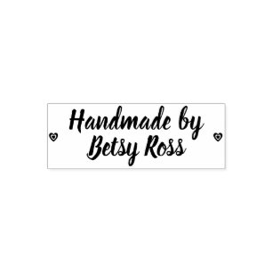 Rustic Handmade by Personalized Name Hearts Self-inking Stamp