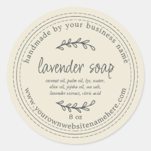 Rustic Handmade Lavender Soap Antique White Classic Round Sticker