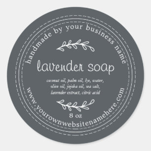Rustic Handmade Lavender Soap Black Classic Round Sticker