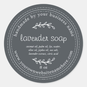 Rustic Handmade Lavender Soap Black Classic Round Sticker