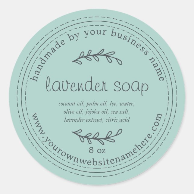 Rustic Handmade Lavender Soap Blue Classic Round Sticker (Front)