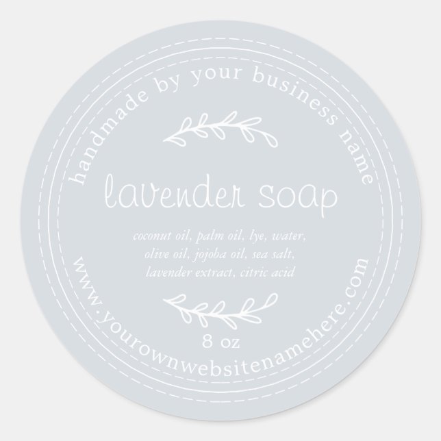 Rustic Handmade Lavender Soap Blue Classic Round Sticker (Front)