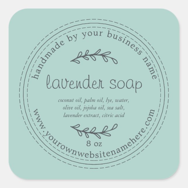 Rustic Handmade Lavender Soap Blue Square Sticker (Front)