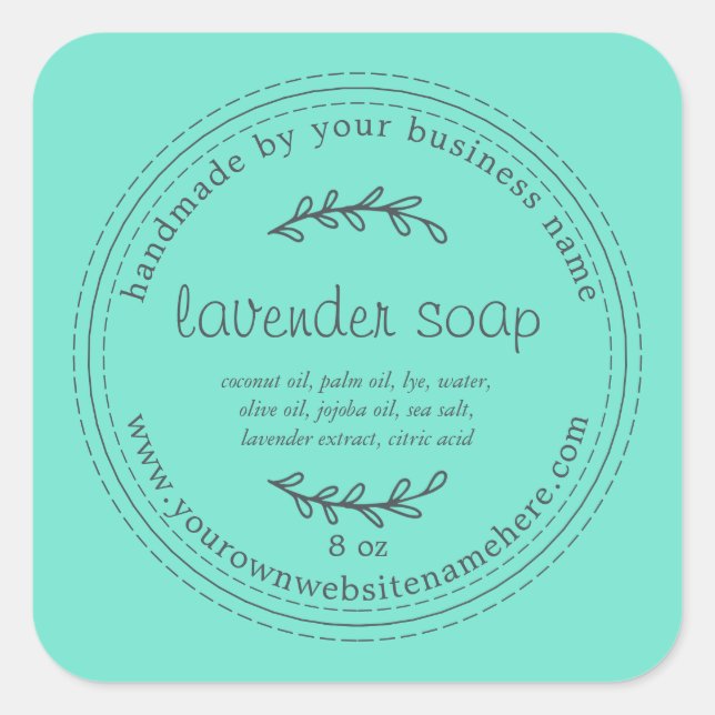 Rustic Handmade Lavender Soap Blue Square Sticker (Front)