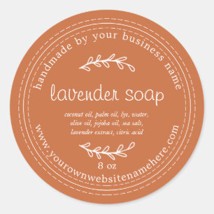 Rustic Handmade Lavender Soap Burnt Orange Classic Round Sticker