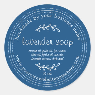 Rustic Handmade Lavender Soap Classic Blue Round Sticker