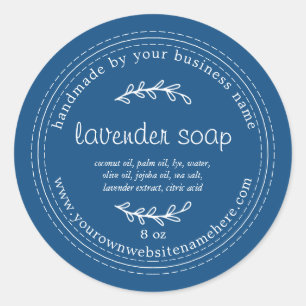 Rustic Handmade Lavender Soap Classic Blue Round Sticker