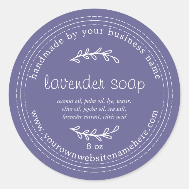 Rustic Handmade Lavender Soap Corsican Blue Classic Round Sticker (Front)