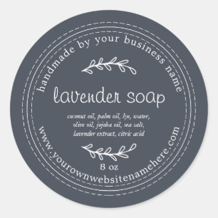 Rustic Handmade Lavender Soap Dark Blue Classic Round Sticker