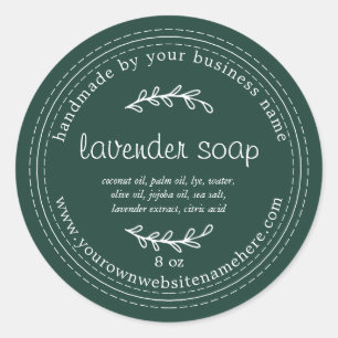 Rustic Handmade Lavender Soap Dark Green Classic Round Sticker