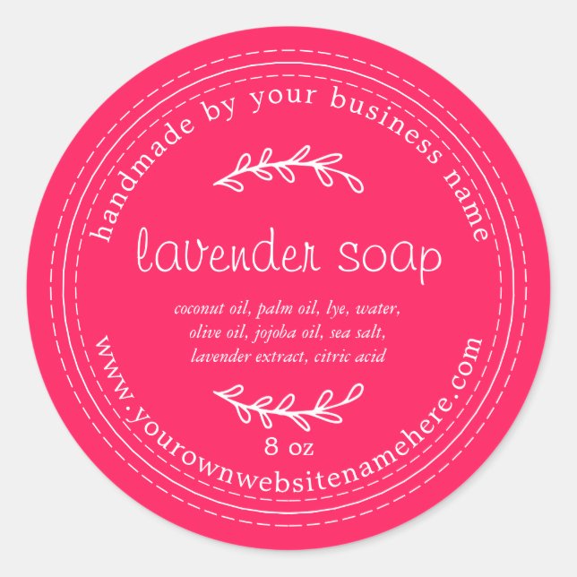 Rustic Handmade Lavender Soap Diva Pink Classic Round Sticker (Front)