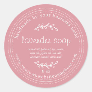 Rustic Handmade Lavender Soap Dusty Rose Pink Classic Round Sticker