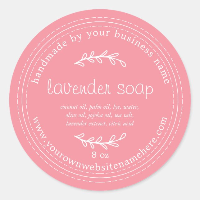 Rustic Handmade Lavender Soap Geranium Pink Classic Round Sticker (Front)