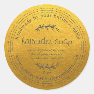 Rustic Handmade Lavender Soap Gold Classic Round Sticker