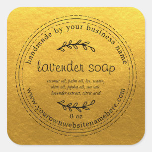 Rustic Handmade Lavender Soap Gold Square Sticker