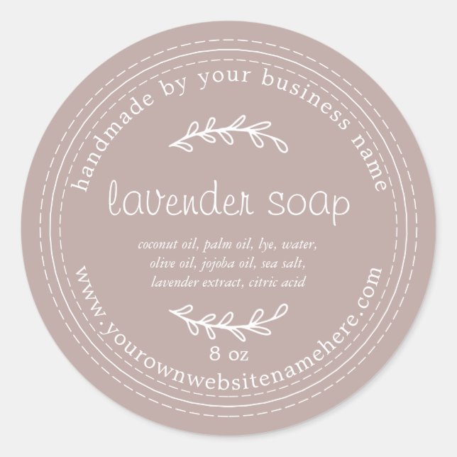 Rustic Handmade Lavender Soap Grey Classic Round Sticker (Front)