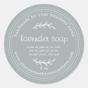 Rustic Handmade Lavender Soap Grey Classic Round Sticker