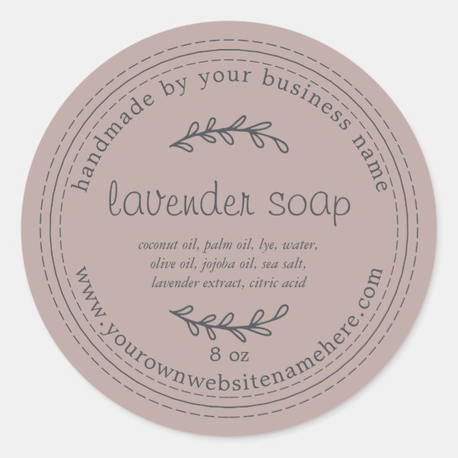 Rustic Handmade Lavender Soap Grey Classic Round Sticker (Front)