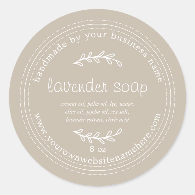 Rustic Handmade Lavender Soap Grey Classic Round Sticker (Front)