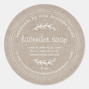 Rustic Handmade Lavender Soap Kraft Paper Classic Round Sticker