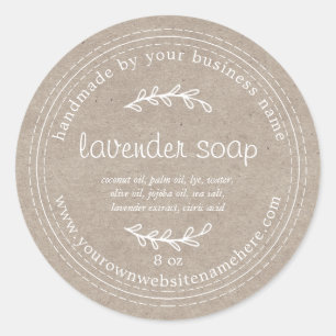 Rustic Handmade Lavender Soap Kraft Paper Classic Round Sticker