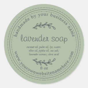 Rustic Handmade Lavender Soap Laurel Green Classic Round Sticker