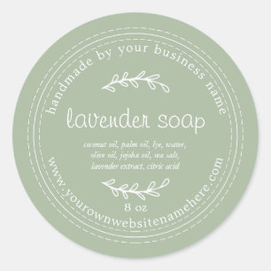 Rustic Handmade Lavender Soap Laurel Green Classic Round Sticker