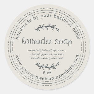 Rustic Handmade Lavender Soap Light Grey Classic Round Sticker