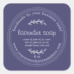 Rustic Handmade Lavender Soap Navy Blue Square Sticker
