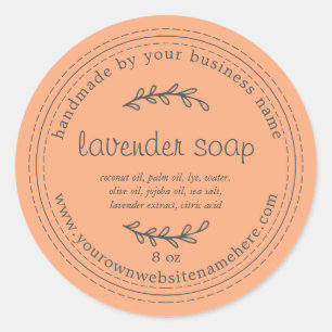 Rustic Handmade Lavender Soap Orange Classic Round Sticker