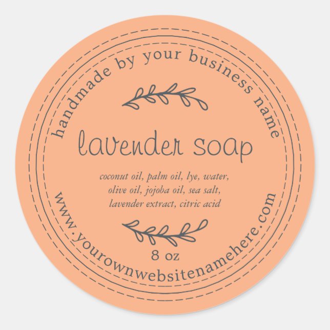 Rustic Handmade Lavender Soap Orange Classic Round Sticker (Front)