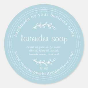 Rustic Handmade Lavender Soap Pastel Blue Glow Classic Round Sticker