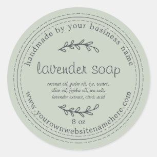 Rustic Handmade Lavender Soap Pastel Green Classic Round Sticker