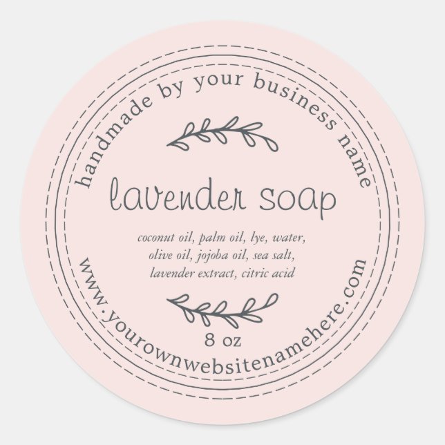 Rustic Handmade Lavender Soap Pink Classic Round Sticker (Front)