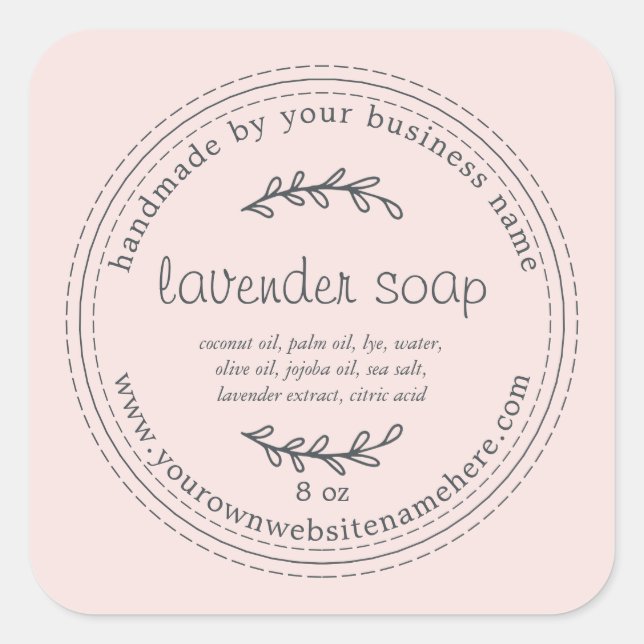 Rustic Handmade Lavender Soap Pink Square Sticker (Front)