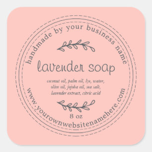Rustic Handmade Lavender Soap Pink Square Sticker