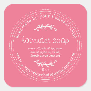 Rustic Handmade Lavender Soap Pink Square Sticker