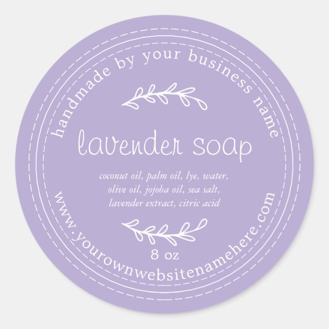 Rustic Handmade Lavender Soap Purple Classic Round Sticker (Front)