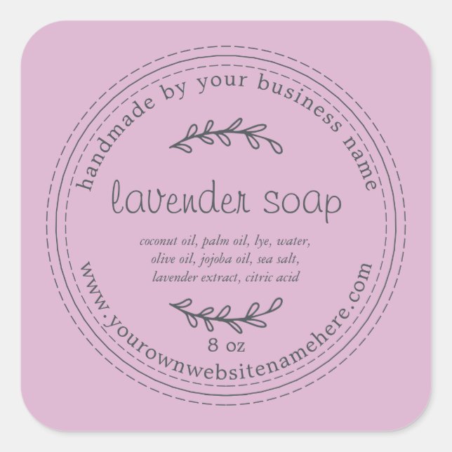 Rustic Handmade Lavender Soap Purple Square Sticker (Front)