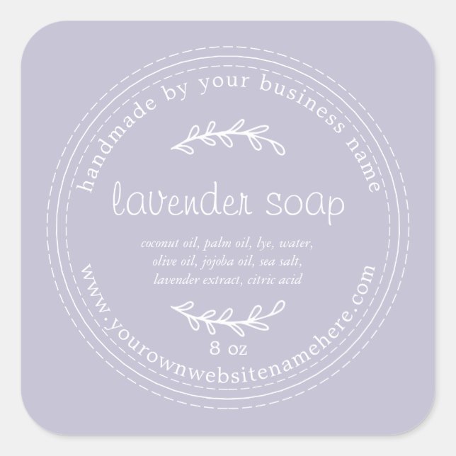 Rustic Handmade Lavender Soap Purple Square Sticker (Front)