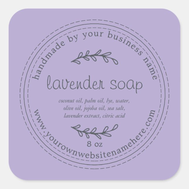 Rustic Handmade Lavender Soap Purple Square Sticker (Front)